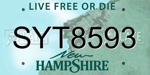 SYT8593 New Hampshire License Plate