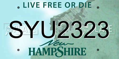 SYU2323 New Hampshire License Plate