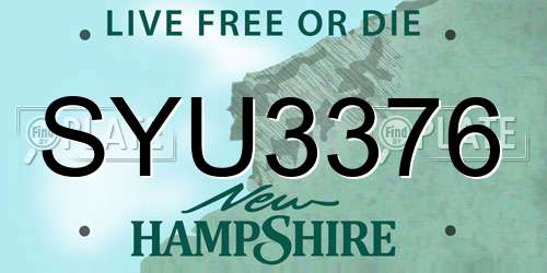 SYU3376 New Hampshire License Plate