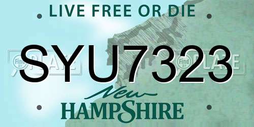 SYU7323 New Hampshire License Plate