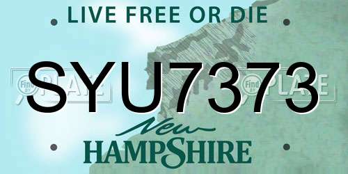 SYU7373 New Hampshire License Plate