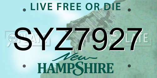 SYZ7927 New Hampshire License Plate