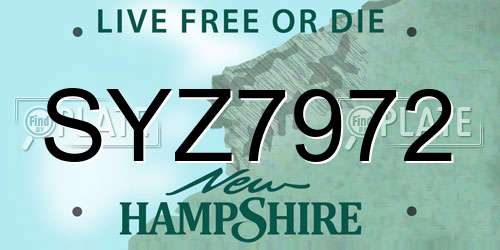 SYZ7972 New Hampshire License Plate