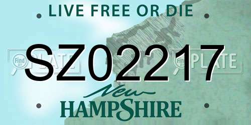 SZ02217 New Hampshire License Plate