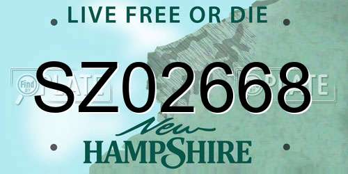 SZ02668 New Hampshire License Plate