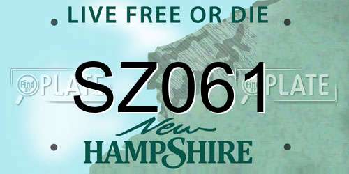 SZ061 New Hampshire License Plate