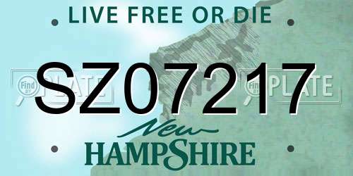 SZ07217 New Hampshire License Plate