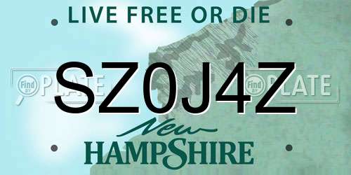 SZ0J4Z New Hampshire License Plate