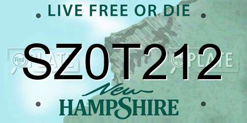 SZ0T212 New Hampshire License Plate