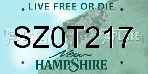 SZ0T217 New Hampshire License Plate