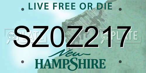SZ0Z217 New Hampshire License Plate