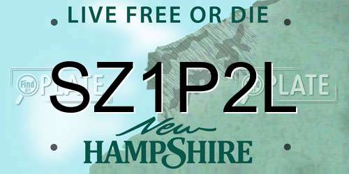 SZ1P2L New Hampshire License Plate