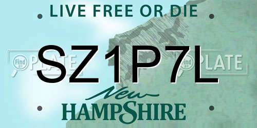 SZ1P7L New Hampshire License Plate