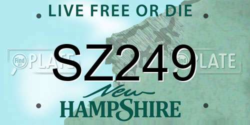 SZ249 New Hampshire License Plate