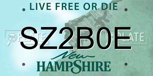 SZ2B0E New Hampshire License Plate