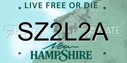 SZ2L2A New Hampshire License Plate