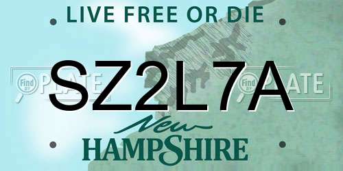 SZ2L7A New Hampshire License Plate