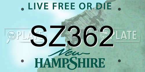 SZ362 New Hampshire License Plate
