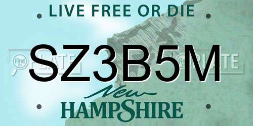 SZ3B5M New Hampshire License Plate