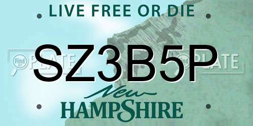 SZ3B5P New Hampshire License Plate