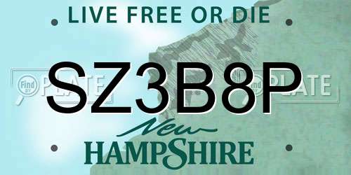SZ3B8P New Hampshire License Plate