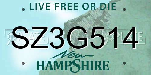 SZ3G514 New Hampshire License Plate