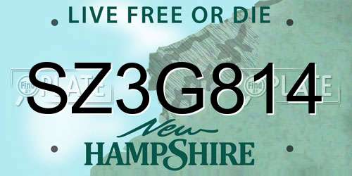 SZ3G814 New Hampshire License Plate