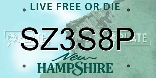 SZ3S8P New Hampshire License Plate