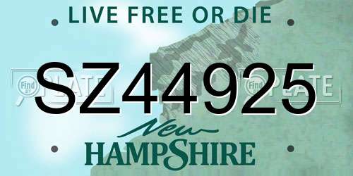 SZ44925 New Hampshire License Plate