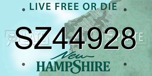 SZ44928 New Hampshire License Plate