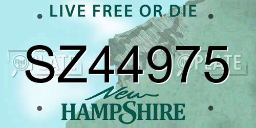 SZ44975 New Hampshire License Plate
