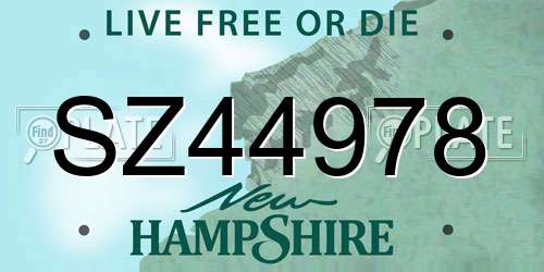 SZ44978 New Hampshire License Plate