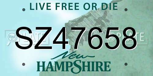 SZ47658 New Hampshire License Plate