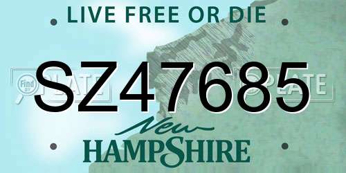 SZ47685 New Hampshire License Plate