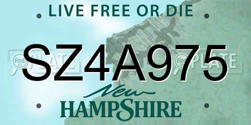 SZ4A975 New Hampshire License Plate