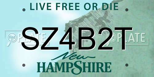 SZ4B2T New Hampshire License Plate