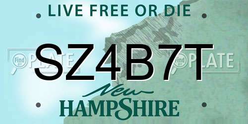 SZ4B7T New Hampshire License Plate