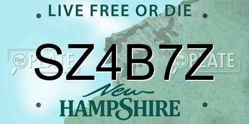 SZ4B7Z New Hampshire License Plate