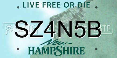SZ4N5B New Hampshire License Plate