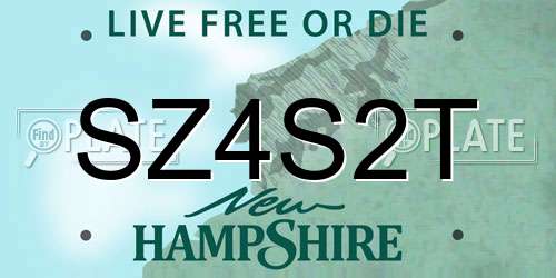SZ4S2T New Hampshire License Plate