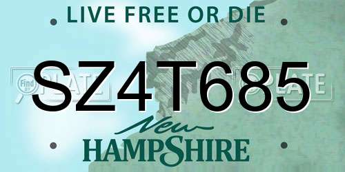 SZ4T685 New Hampshire License Plate