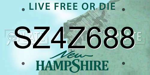 SZ4Z688 New Hampshire License Plate
