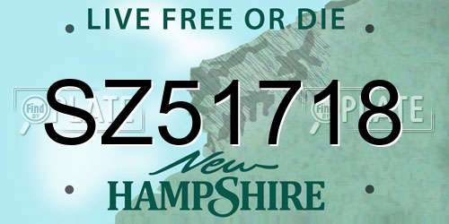 SZ51718 New Hampshire License Plate