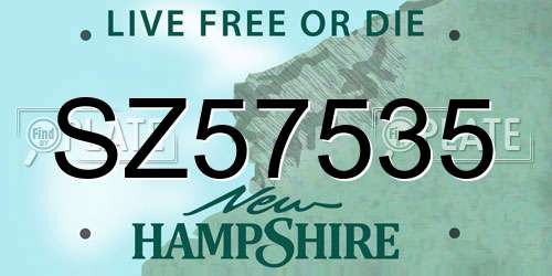SZ57535 New Hampshire License Plate