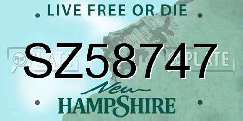 SZ58747 New Hampshire License Plate