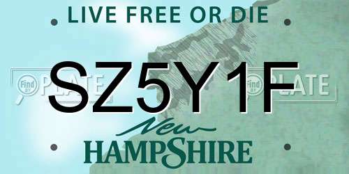 SZ5Y1F New Hampshire License Plate