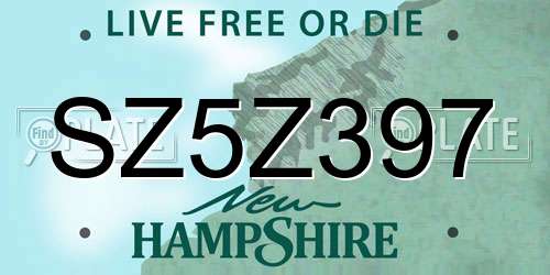 SZ5Z397 New Hampshire License Plate
