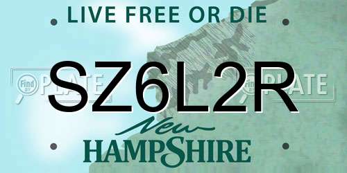 SZ6L2R New Hampshire License Plate