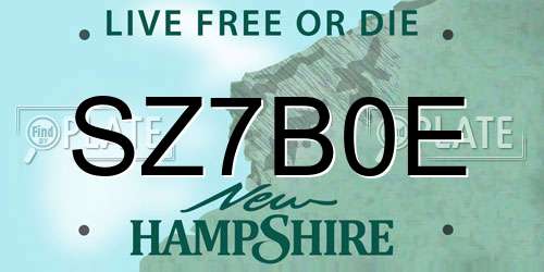 SZ7B0E New Hampshire License Plate