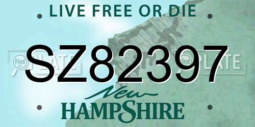 SZ82397 New Hampshire License Plate